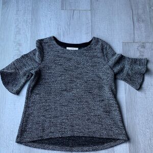 LOFT Black and White Herringbone Top